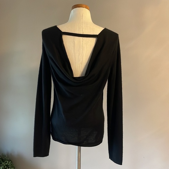 Garfield & Marks women’s 100% cashmere sweater cowl drape open back black L - Picture 3 of 7